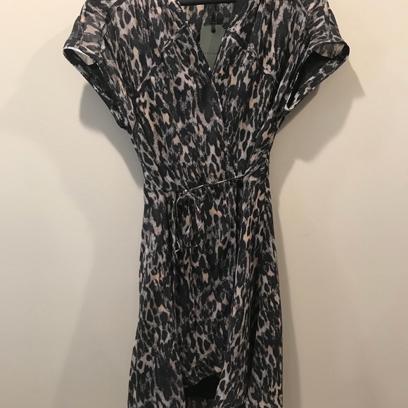 all saints claria leopard dress